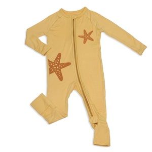 NWT Starfish Gold Bamboo Zip Romper Silkberry